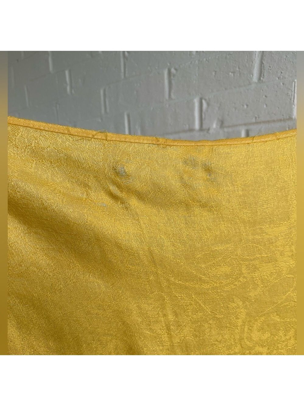 Elegant Yellow Scarf with 3.5” Fringe on the edges. Paisley design Tone on tone - Picture 13 of 15